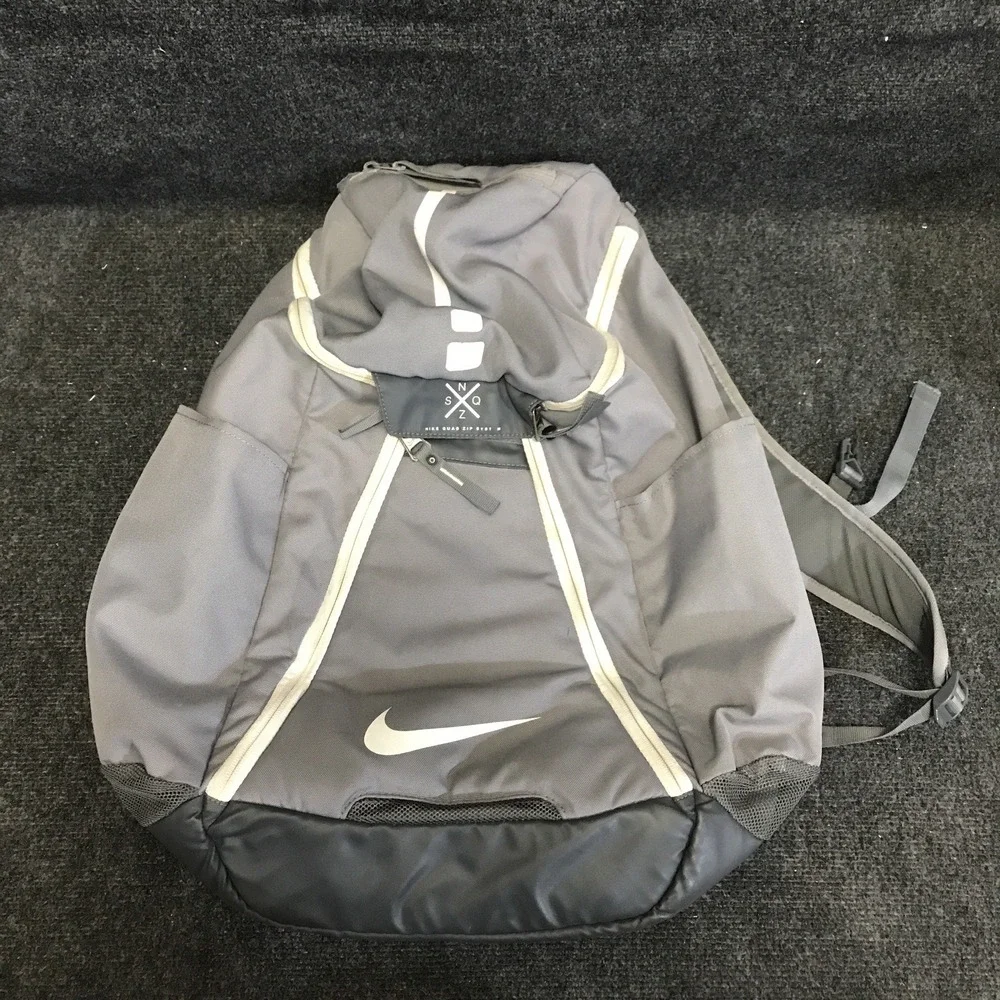 Nike BA5259-041 Hoops Elite Pro Basketball Backpack Gray/Black w/ Nike Quad Zip
